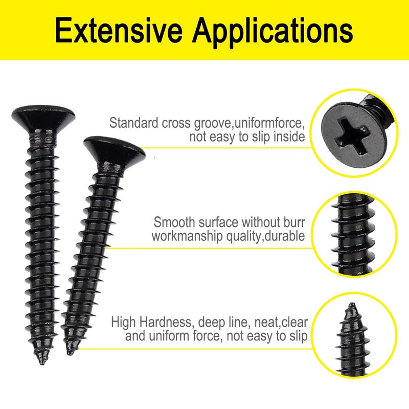 LERNOU 100 Pcs #7 X 1-1/4'' Black Screws,Drywall Screws, Phillips Flat Head Long Screw, Black Wood Screws,Used in Furniture,Woodworking Repairs and DIY Projects（M4 X 30mm - Image 3